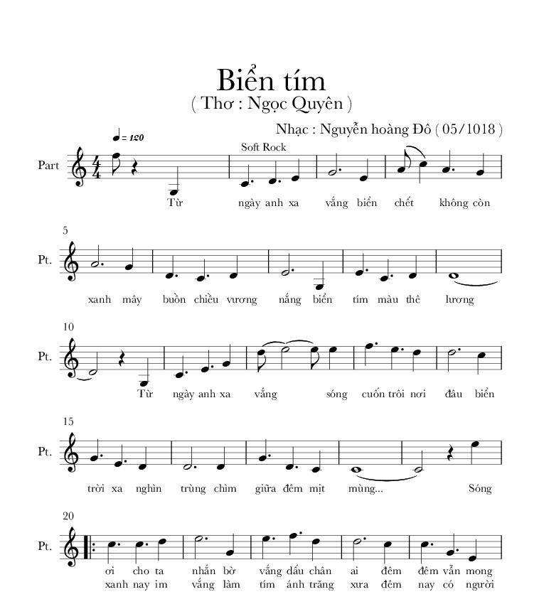 Sheet nhạc Biển Tím